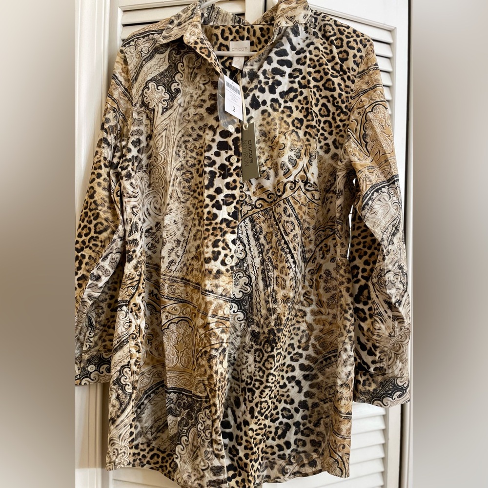 Chicos size 2 animal print blouse. NWT.